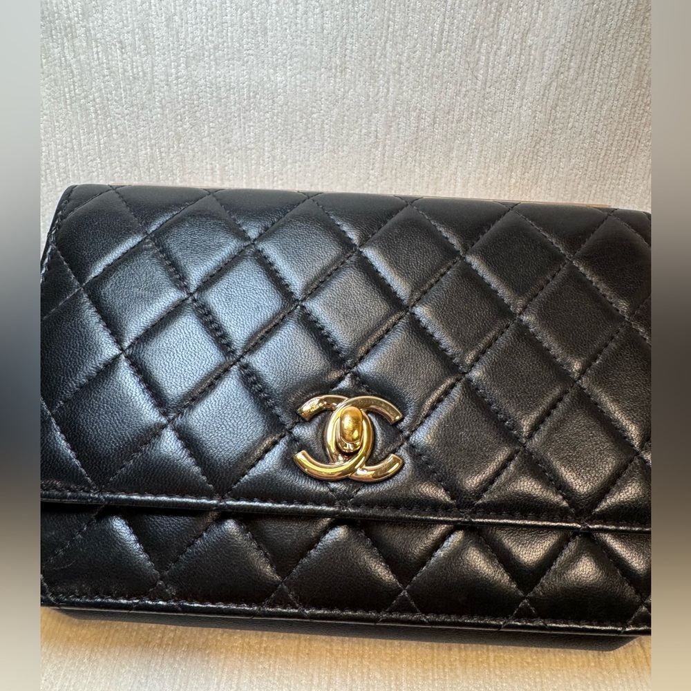 chanel trendy cc lambskin wallet on chain woc black - Picture 9 of 11